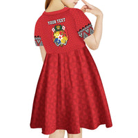 Tonga Heart Tribal Personalised Kid Short Sleeve Dress Polynesian Patterns