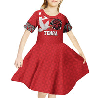 Tonga Heart Tribal Personalised Kid Short Sleeve Dress Polynesian Patterns
