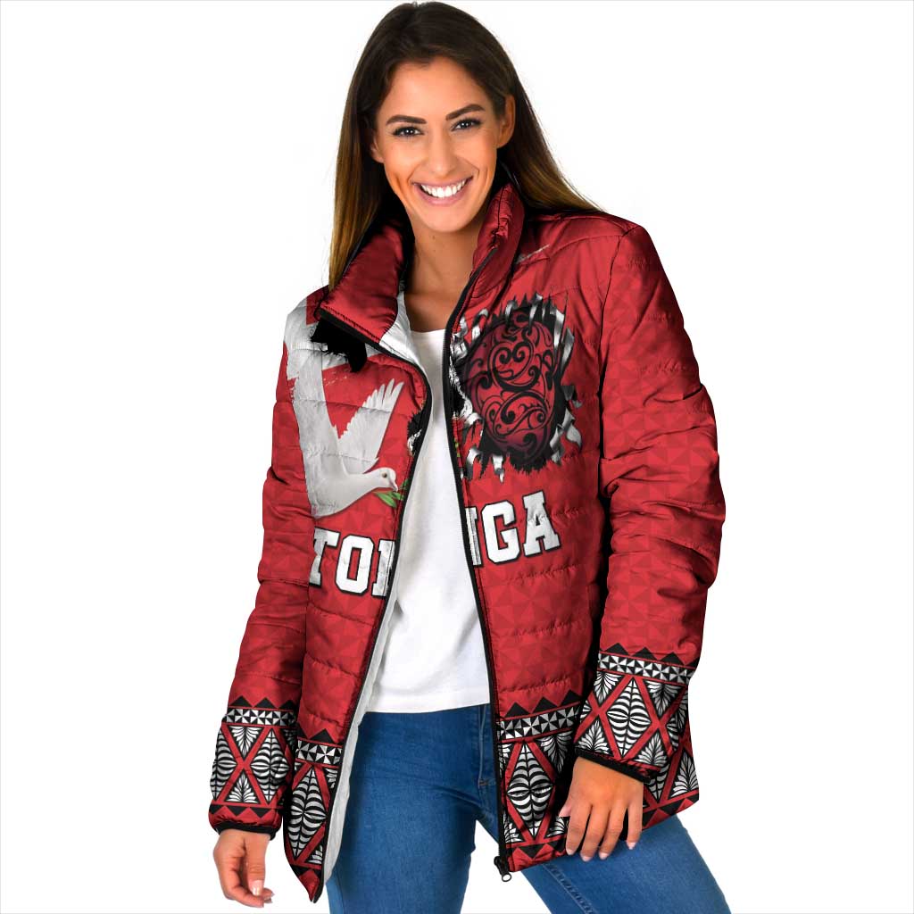 Tonga Heart Tribal Personalised Padded Jacket Polynesian Patterns