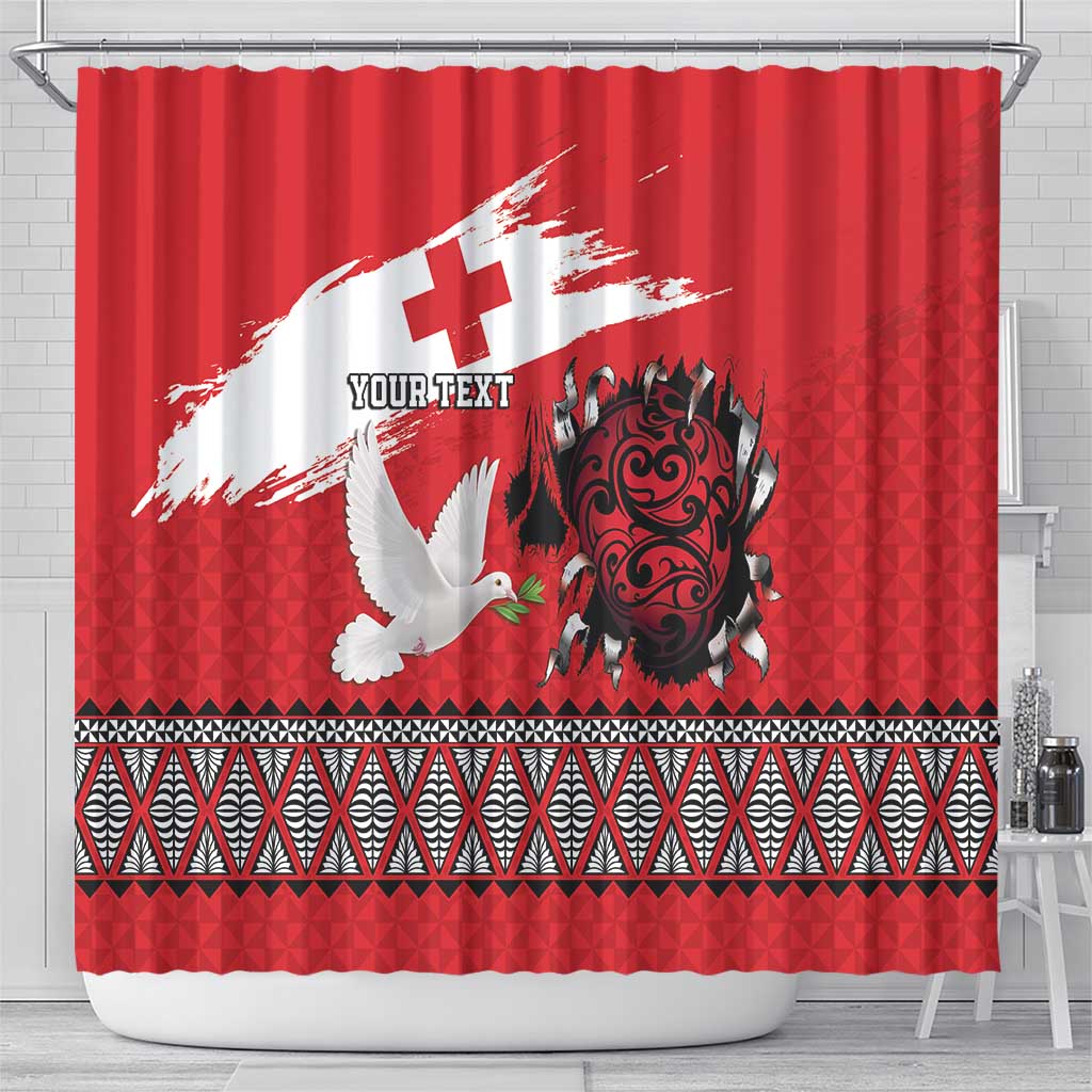 Tonga Heart Tribal Personalised Shower Curtain Polynesian Patterns