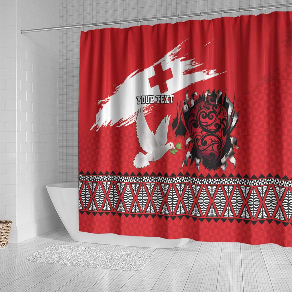Tonga Heart Tribal Personalised Shower Curtain Polynesian Patterns