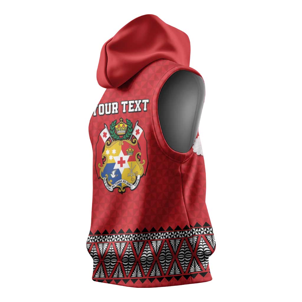 Tonga Heart Tribal Personalised Sleeveless Hoodie Polynesian Patterns