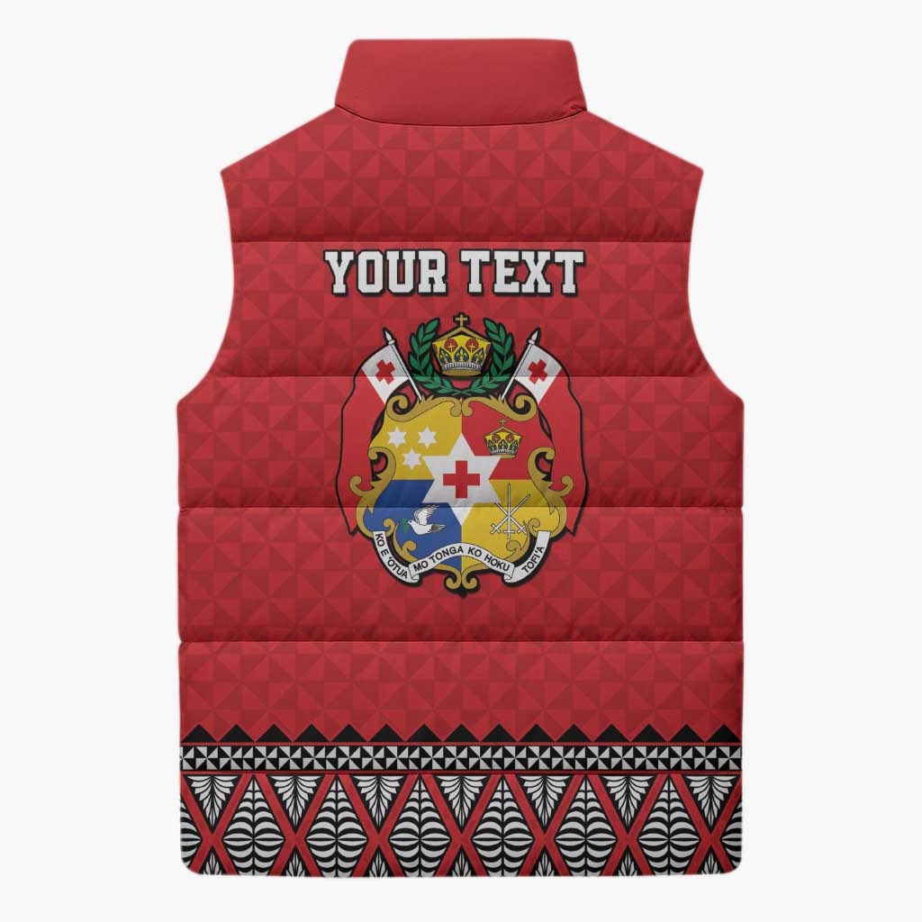 Tonga Heart Tribal Personalised Sleeveless Puffer Jacket Polynesian Patterns