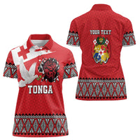 Tonga Heart Tribal Personalised Women Polo Shirt Polynesian Patterns