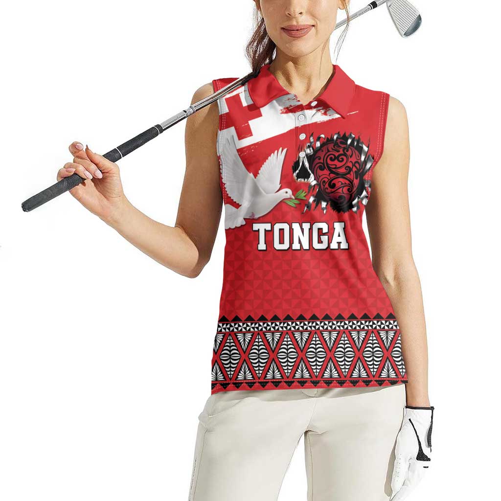 Tonga Heart Tribal Personalised Women Sleeveless Polo Shirt Polynesian Patterns LT9 - Polynesian Pride