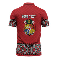 Tonga Heart Tribal Personalised Zipper Polo Shirt Polynesian Patterns