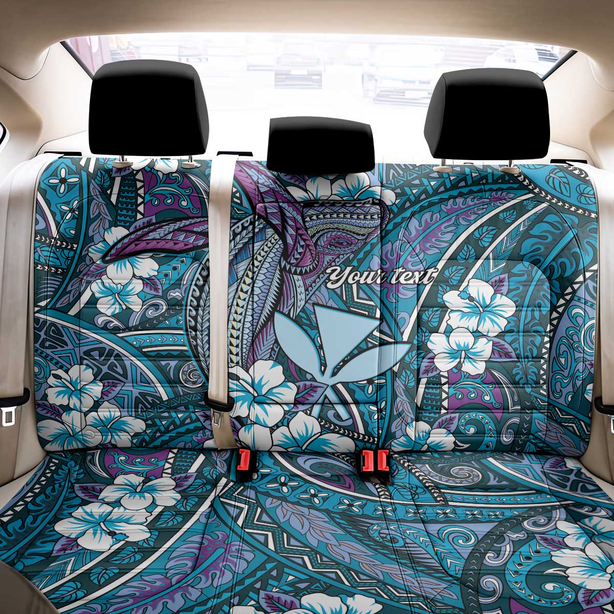 Personalised Hawaii Tribal Humpback Whale Back Car Seat Cover Polu Hibiscus Seamless Pattern LT9 - Polynesian Pride