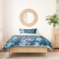 Personalised Hawaii Tribal Humpback Whale Bedding Set Polu Hibiscus Seamless Pattern