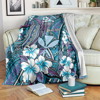 Personalised Hawaii Tribal Humpback Whale Blanket Polu Hibiscus Seamless Pattern