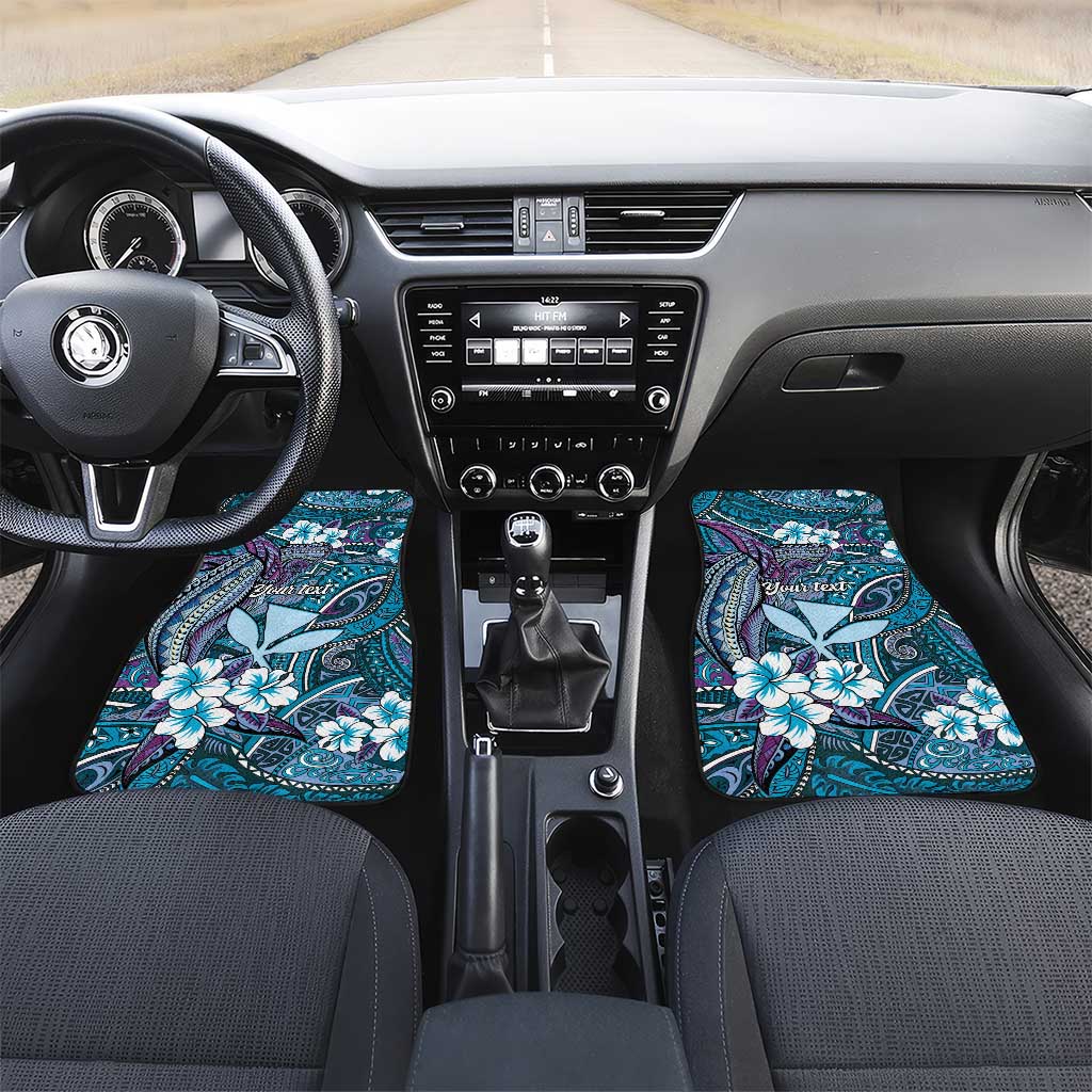 Personalised Hawaii Tribal Humpback Whale Car Mats Polu Hibiscus Seamless Pattern