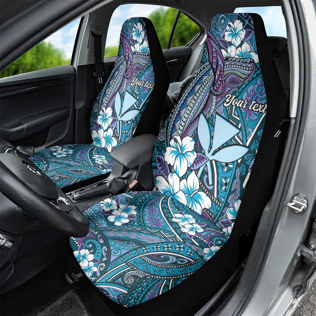 Personalised Hawaii Tribal Humpback Whale Car Seat Cover Polu Hibiscus Seamless Pattern