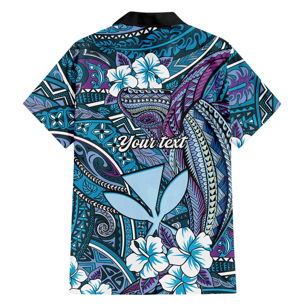 Personalised Hawaii Tribal Humpback Whale Hawaiian Shirt Polu Hibiscus Seamless Pattern