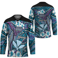 Personalised Hawaii Tribal Humpback Whale Hockey Jersey Polu Hibiscus Seamless Pattern LT9 - Polynesian Pride