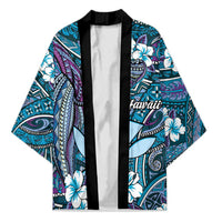 Personalised Hawaii Tribal Humpback Whale Kimono Polu Hibiscus Seamless Pattern