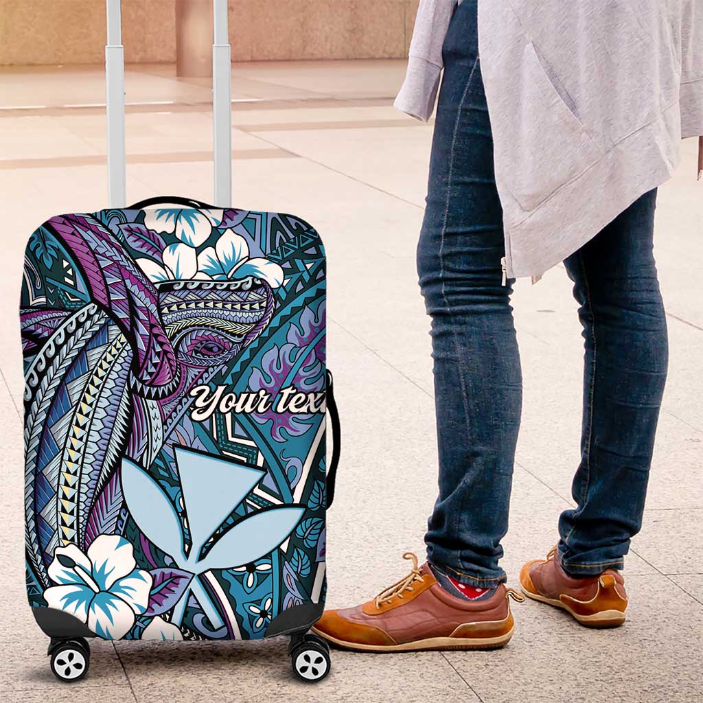 Personalised Hawaii Tribal Humpback Whale Luggage Cover Polu Hibiscus Seamless Pattern