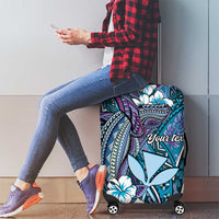 Personalised Hawaii Tribal Humpback Whale Luggage Cover Polu Hibiscus Seamless Pattern