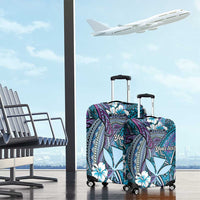 Personalised Hawaii Tribal Humpback Whale Luggage Cover Polu Hibiscus Seamless Pattern