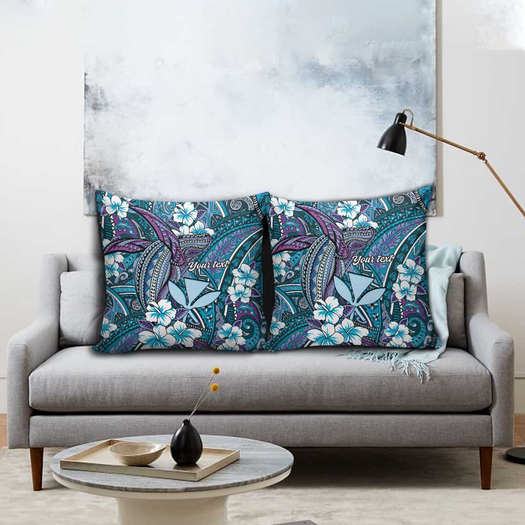 Personalised Hawaii Tribal Humpback Whale Pillow Cover Polu Hibiscus Seamless Pattern