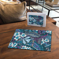 Personalised Hawaii Tribal Humpback Whale Puzzle Polu Hibiscus Seamless Pattern