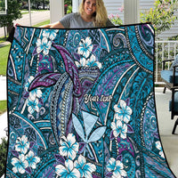 Personalised Hawaii Tribal Humpback Whale Quilt Polu Hibiscus Seamless Pattern