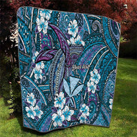 Personalised Hawaii Tribal Humpback Whale Quilt Polu Hibiscus Seamless Pattern