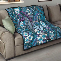 Personalised Hawaii Tribal Humpback Whale Quilt Polu Hibiscus Seamless Pattern