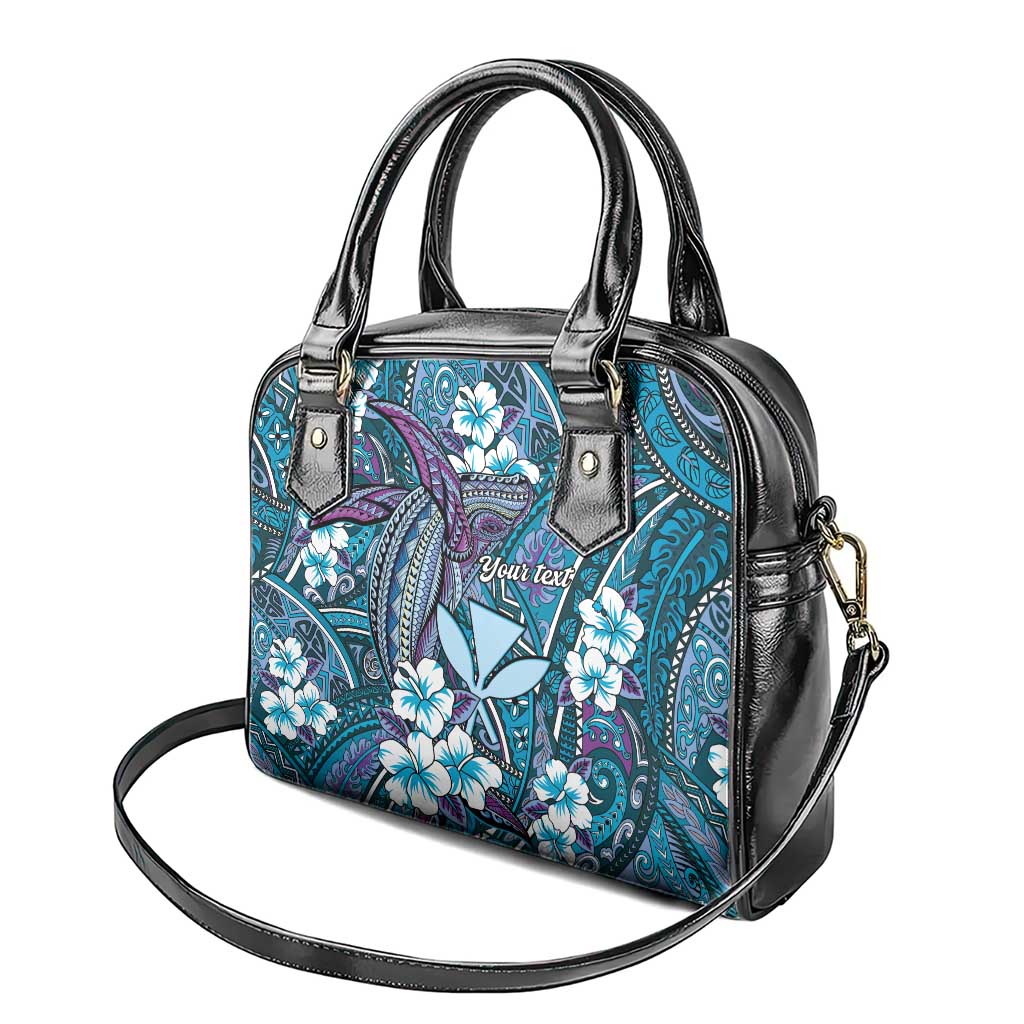 Personalised Hawaii Tribal Humpback Whale Shoulder Handbag Polu Hibiscus Seamless Pattern