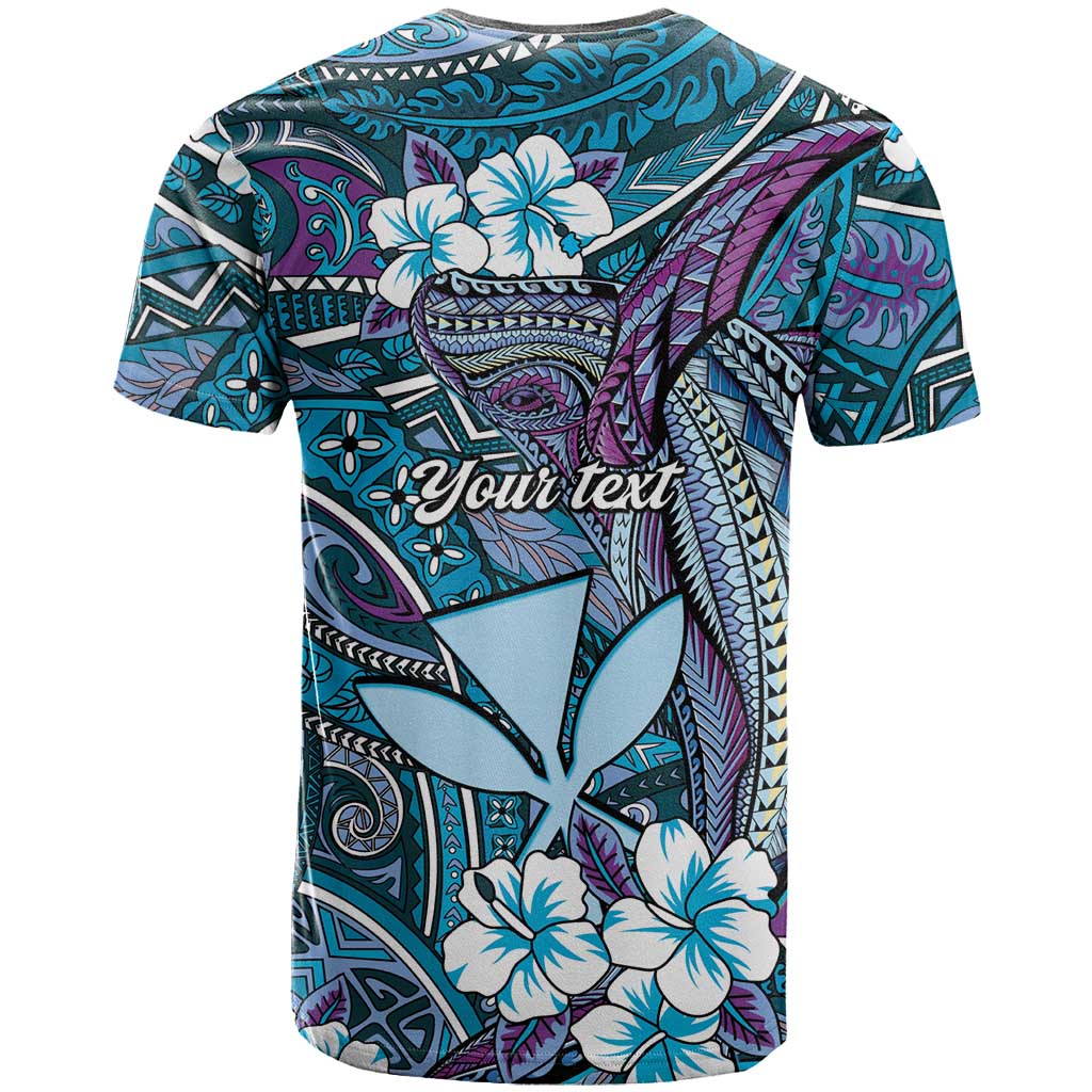 Personalised Hawaii Tribal Humpback Whale T Shirt Polu Hibiscus Seamless Pattern