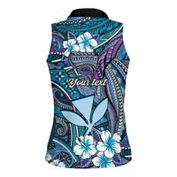 Personalised Hawaii Tribal Humpback Whale Women Sleeveless Polo Shirt Polu Hibiscus Seamless Pattern LT9 - Polynesian Pride