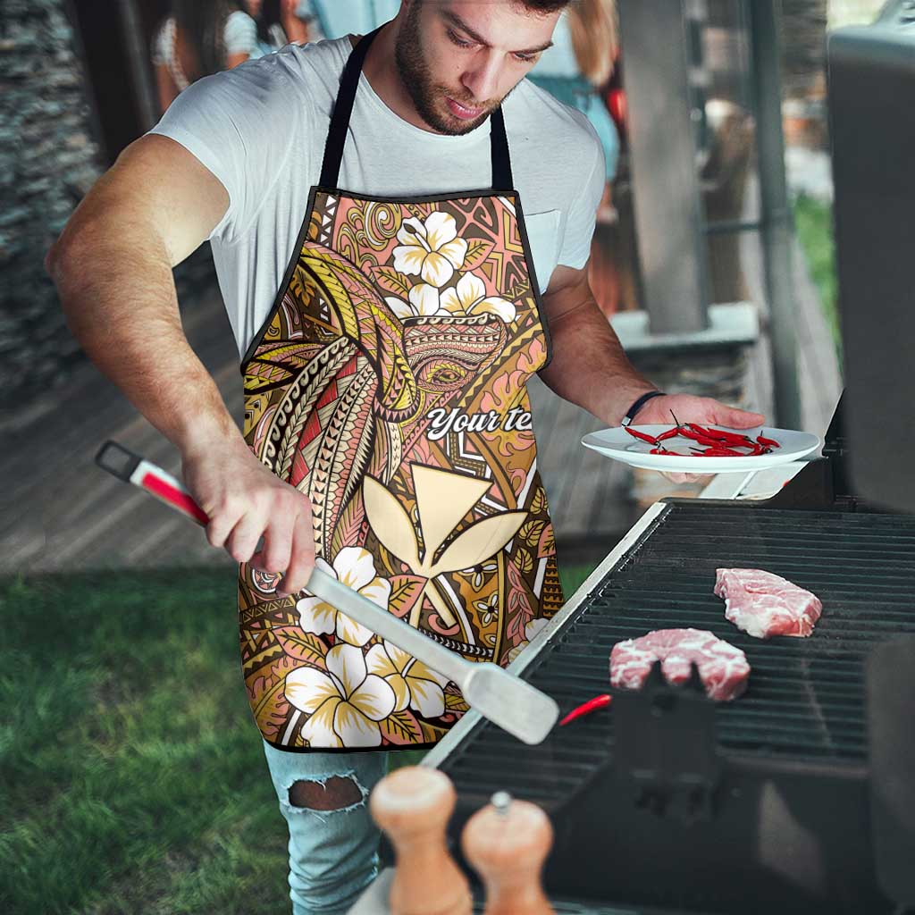 Personalised Hawaii Tribal Humpback Whale Apron Melemele Hibiscus Seamless Pattern
