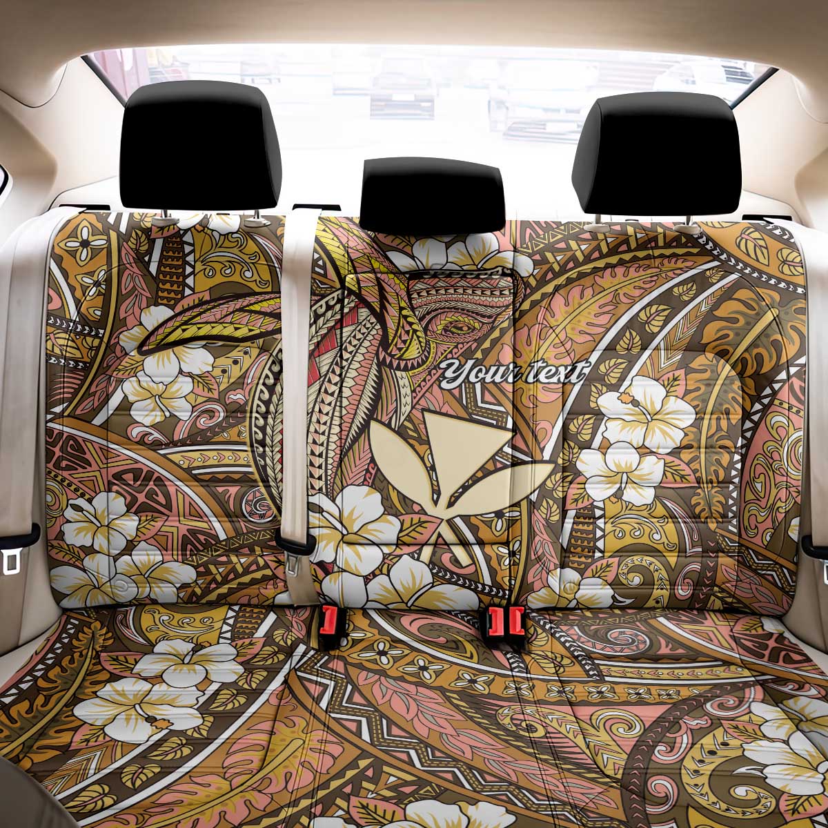 Personalised Hawaii Tribal Humpback Whale Back Car Seat Cover Melemele Hibiscus Seamless Pattern LT9 - Polynesian Pride