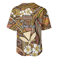 Personalised Hawaii Tribal Humpback Whale Baseball Jersey Melemele Hibiscus Seamless Pattern
