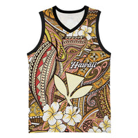 Personalised Hawaii Tribal Humpback Whale Basketball Jersey Melemele Hibiscus Seamless Pattern LT9 Unisex Gold - Polynesian Pride
