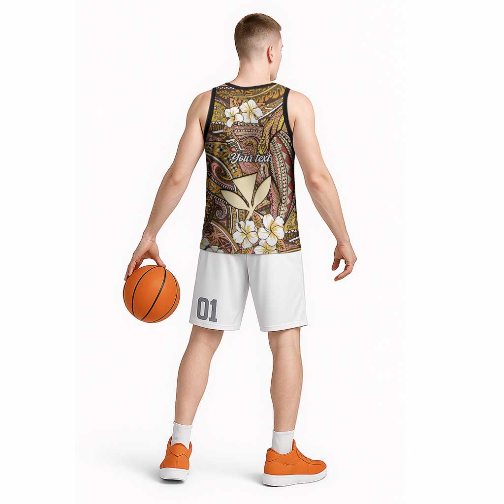 Personalised Hawaii Tribal Humpback Whale Basketball Jersey Melemele Hibiscus Seamless Pattern LT9 - Polynesian Pride