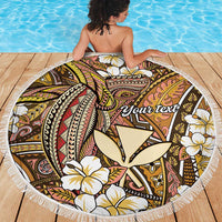 Personalised Hawaii Tribal Humpback Whale Beach Blanket Melemele Hibiscus Seamless Pattern