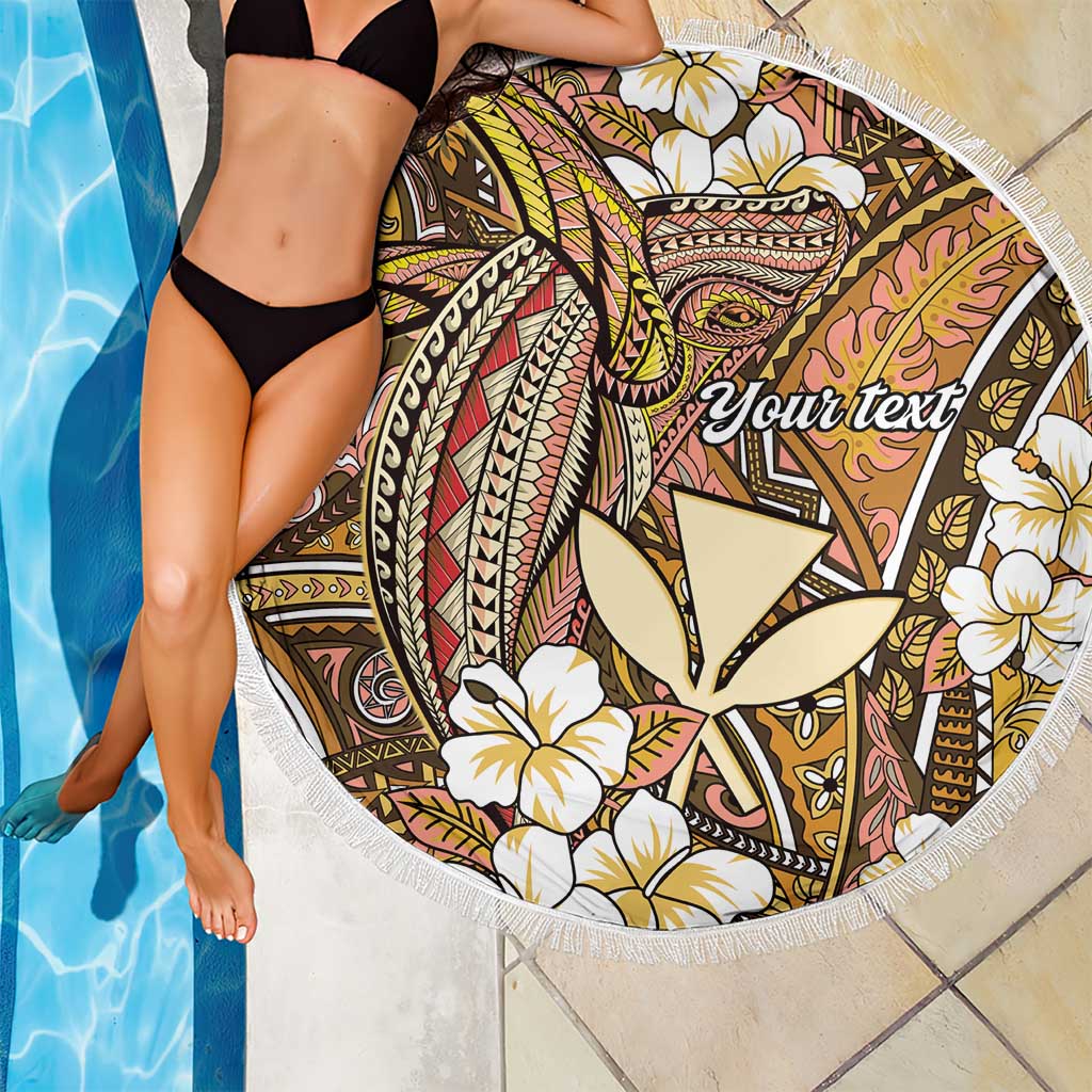 Personalised Hawaii Tribal Humpback Whale Beach Blanket Melemele Hibiscus Seamless Pattern