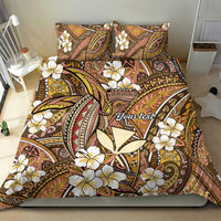 Personalised Hawaii Tribal Humpback Whale Bedding Set Melemele Hibiscus Seamless Pattern