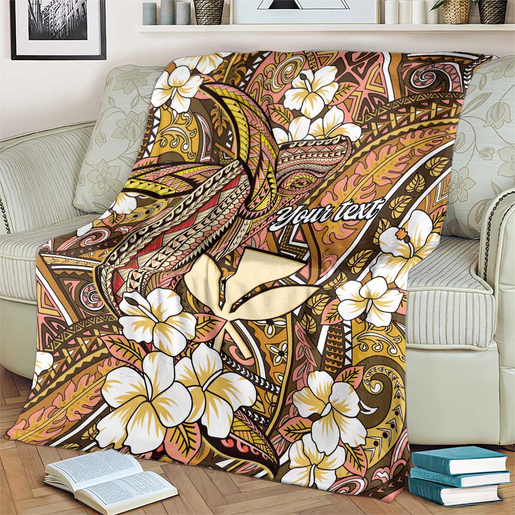 Personalised Hawaii Tribal Humpback Whale Blanket Melemele Hibiscus Seamless Pattern