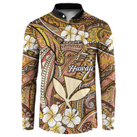 Personalised Hawaii Tribal Humpback Whale Button Sweatshirt Melemele Hibiscus Seamless Pattern