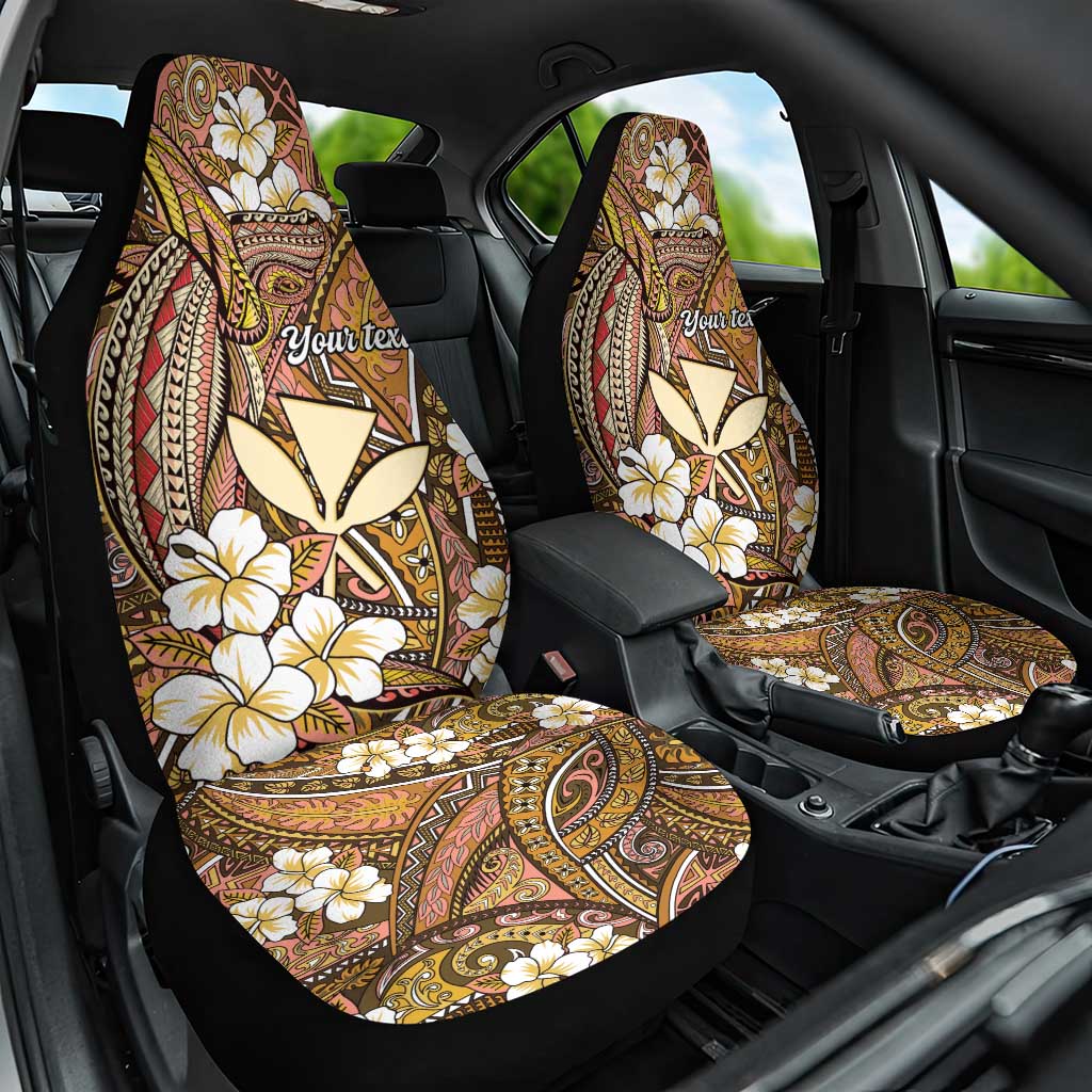 Personalised Hawaii Tribal Humpback Whale Car Seat Cover Melemele Hibiscus Seamless Pattern LT9 One Size Gold - Polynesian Pride