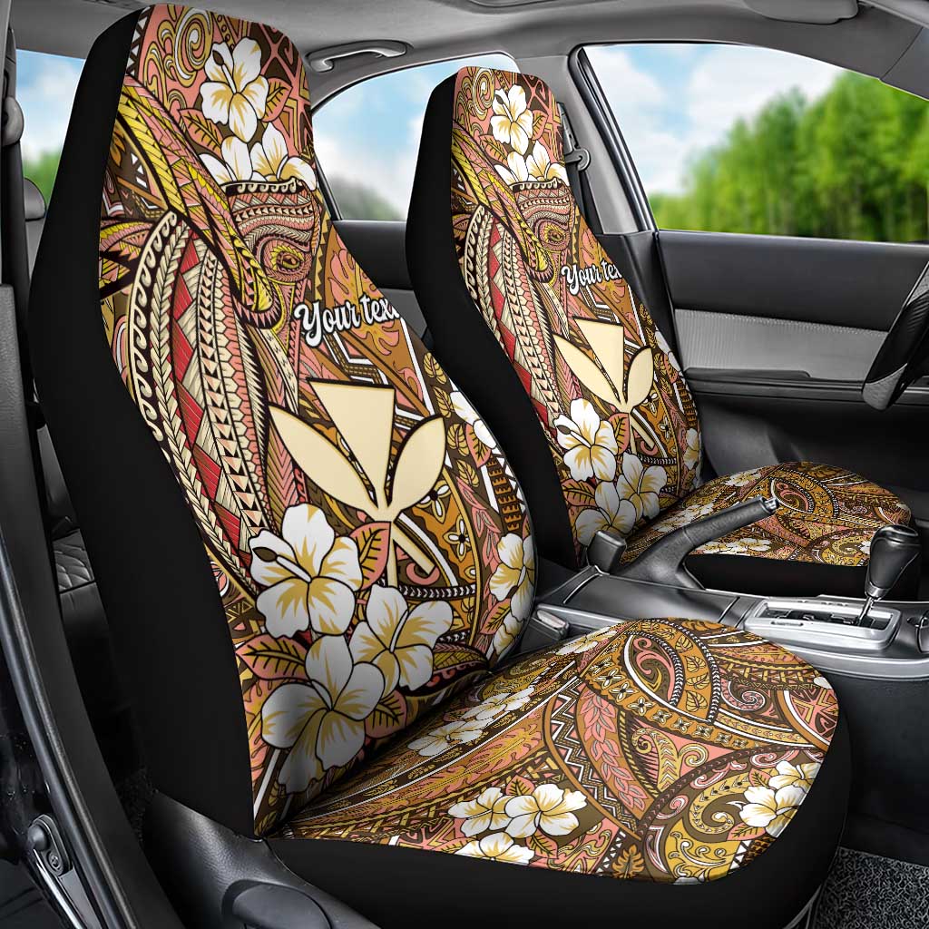 Personalised Hawaii Tribal Humpback Whale Car Seat Cover Melemele Hibiscus Seamless Pattern LT9 - Polynesian Pride