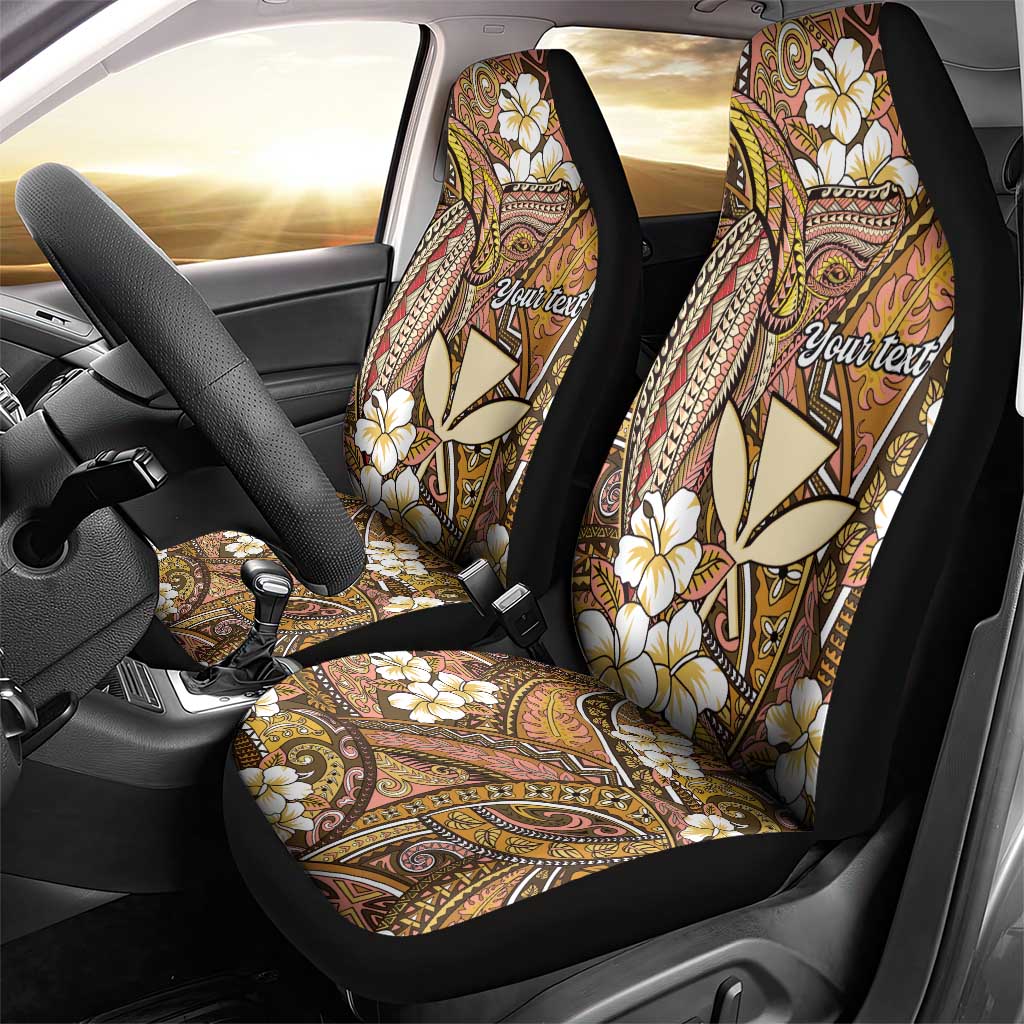 Personalised Hawaii Tribal Humpback Whale Car Seat Cover Melemele Hibiscus Seamless Pattern LT9 - Polynesian Pride