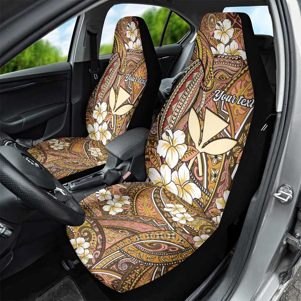 Personalised Hawaii Tribal Humpback Whale Car Seat Cover Melemele Hibiscus Seamless Pattern LT9 - Polynesian Pride