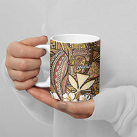 Personalised Hawaii Tribal Humpback Whale Ceramic Mug Melemele Hibiscus Seamless Pattern