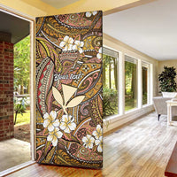 Personalised Hawaii Tribal Humpback Whale Door Cover Melemele Hibiscus Seamless Pattern LT9 - Polynesian Pride