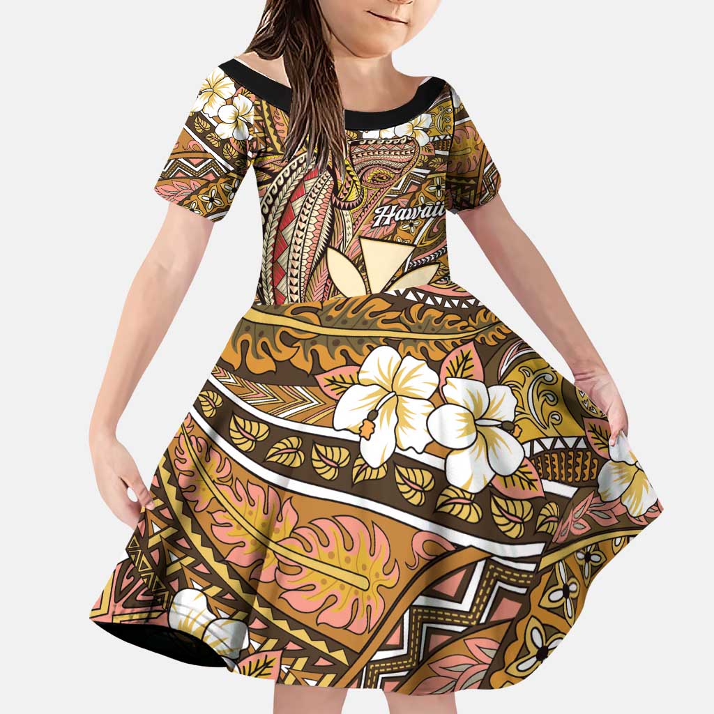 Personalised Hawaii Tribal Humpback Whale Family Matching Mermaid Dress and Hawaiian Shirt Melemele Hibiscus Seamless Pattern