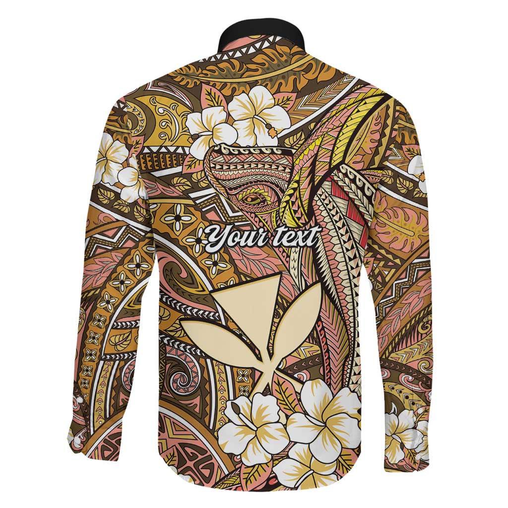 Personalised Hawaii Tribal Humpback Whale Family Matching Off The Shoulder Long Sleeve Dress and Hawaiian Shirt Melemele Hibiscus Seamless Pattern