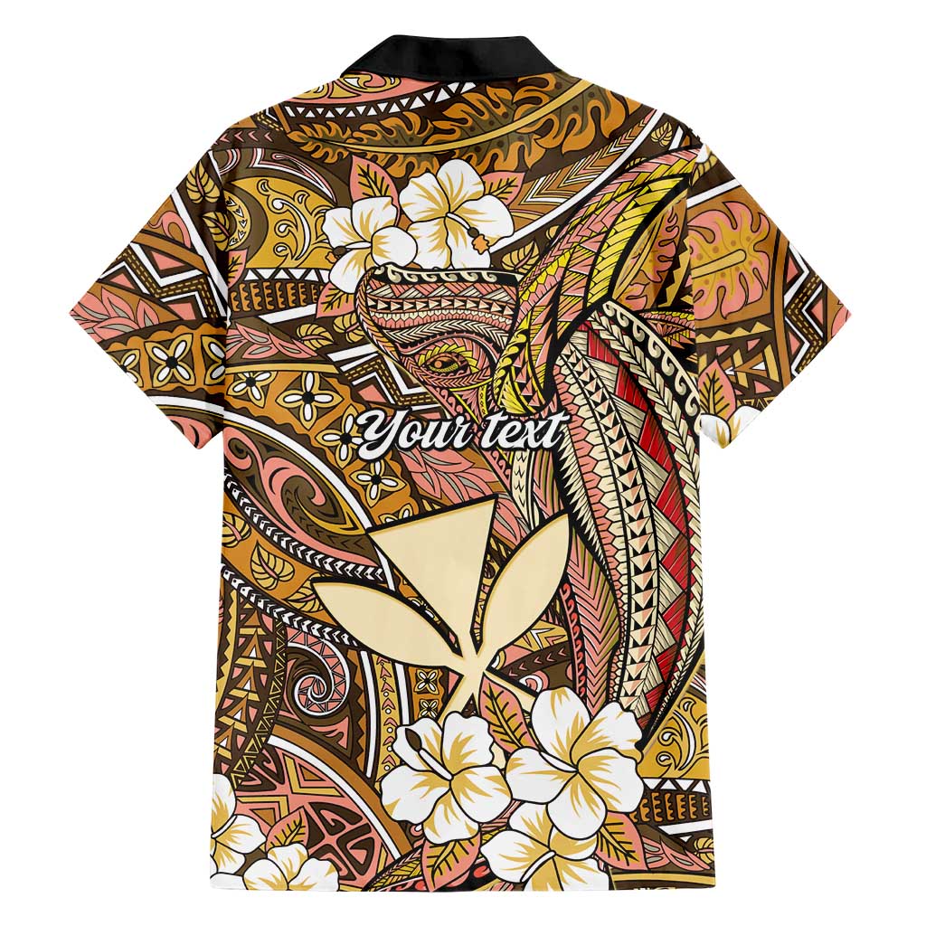 Personalised Hawaii Tribal Humpback Whale Family Matching Off Shoulder Short Dress and Hawaiian Shirt Melemele Hibiscus Seamless Pattern