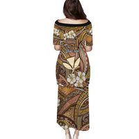 Personalised Hawaii Tribal Humpback Whale Family Matching Puletasi and Hawaiian Shirt Melemele Hibiscus Seamless Pattern