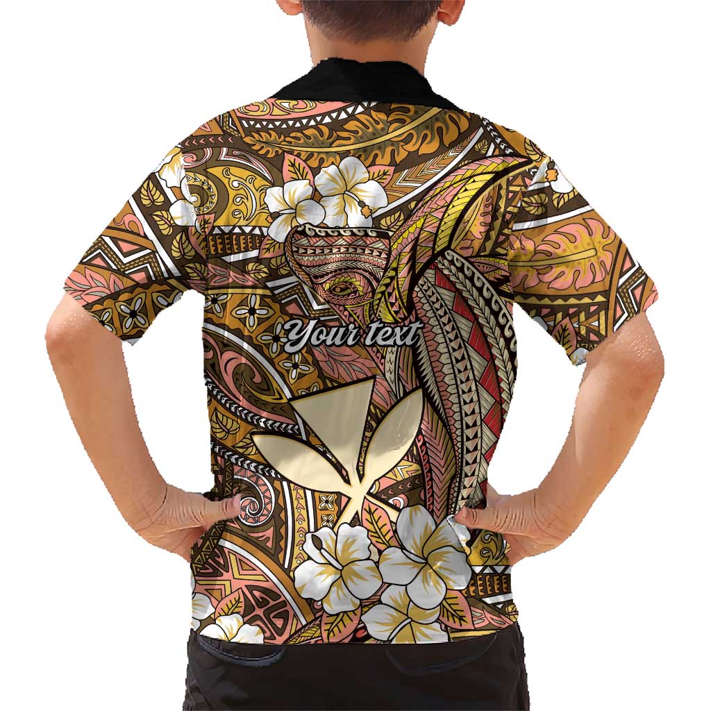 Personalised Hawaii Tribal Humpback Whale Family Matching Summer Maxi Dress and Hawaiian Shirt Melemele Hibiscus Seamless Pattern